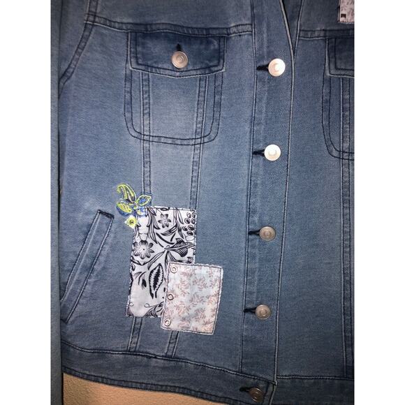 Multiples Missy Leisurely Y2K CottageCore Hippie Western Cotton Patch Jacket - Picture 3 of 8